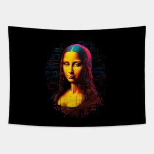 Digital Renaissance Mona Lisa AI Generated Glitch Art Tapestry