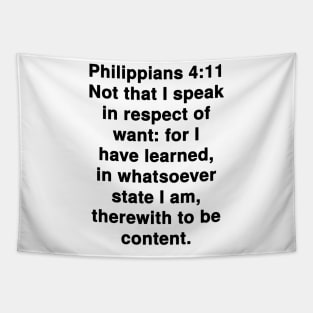 Philippians 4:11 King James Version Bible Verse Typography Tapestry