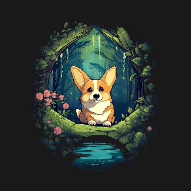 Corgi In The Forest by Brilliant Tee Shop