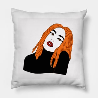 female portrait of woman with orange hair Pillow