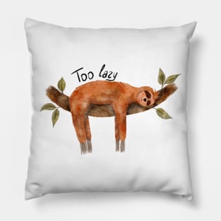 Watercolor sloth sleeping on branch Pillow