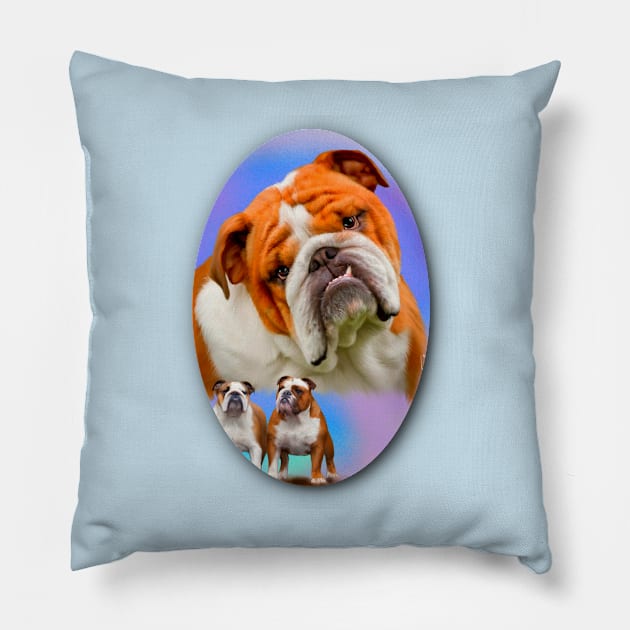 English Bulldog Breed Art Pillow by BHDigitalArt