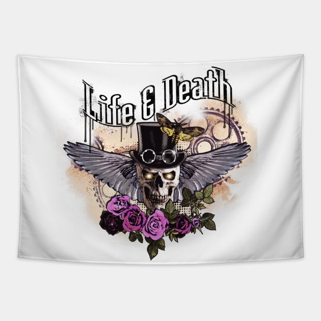 Life & Death Skull #2 Tapestry by TAS Illustrations and More