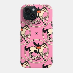 Yee Haw Black Cat Pattern in pink Phone Case