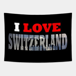 I Love Switzerland Snow Capped Mountain Tapestry