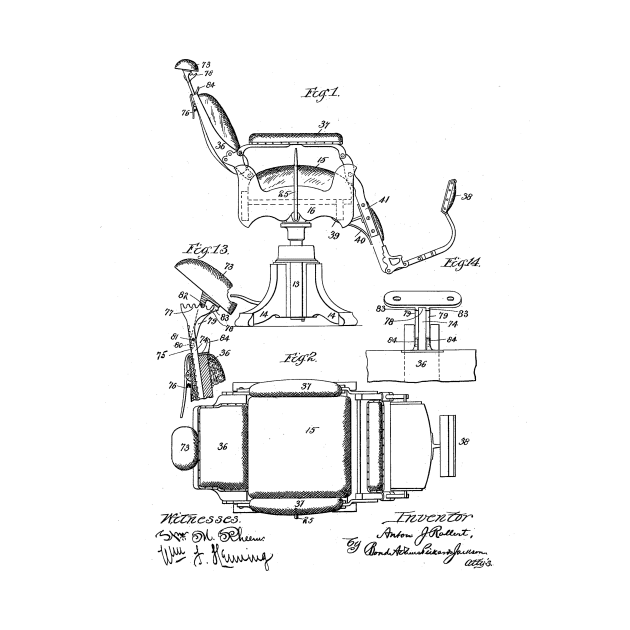 Barber's Chair Vintage Patent Drawing by TheYoungDesigns