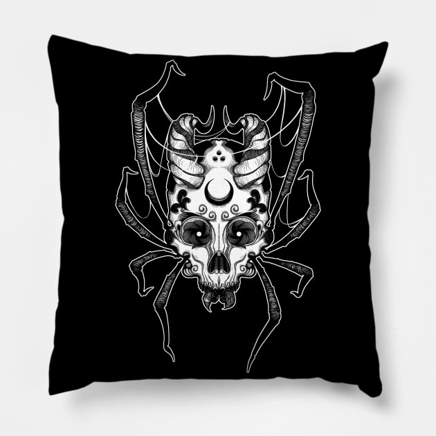 Skull spider - Black version Pillow by ToleStyle