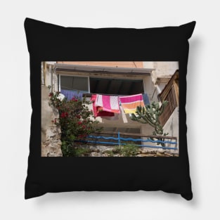 Washing on the balcony. Pillow