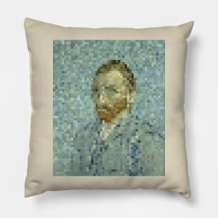 Van Gogh Self Portrait Pixel Art Pillow