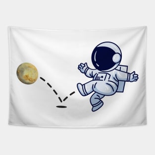 Astronaut plays Venus Soccer Tapestry