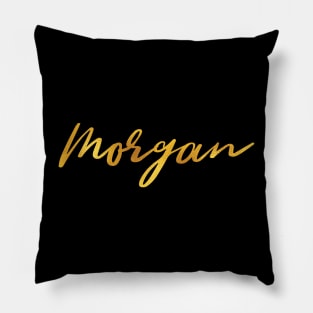 Morgan Name Hand Lettering in Faux Gold Letters Pillow