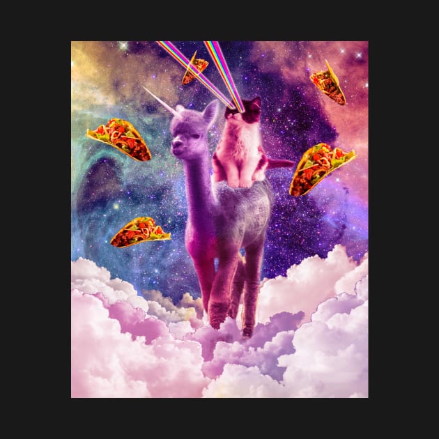 Cosmic Cat Riding Alpaca Unicorn by Random Galaxy