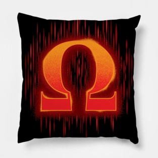 Greek Omega - Orangey Red Pillow