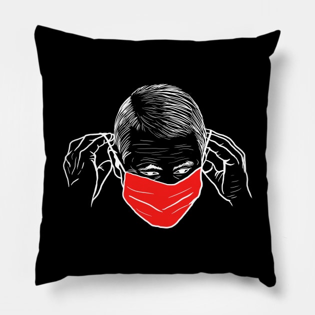 Fauci mask Pillow by Excela Studio