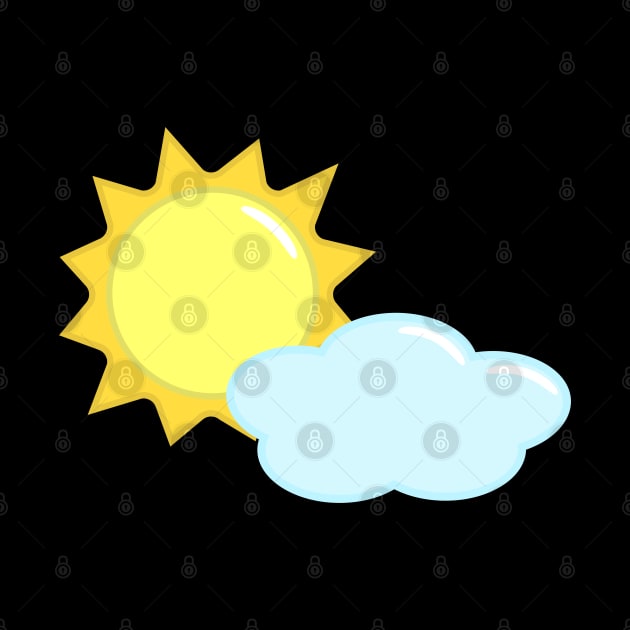 Cute Sun and Cloud Weather Icon in Black by Kelly Gigi