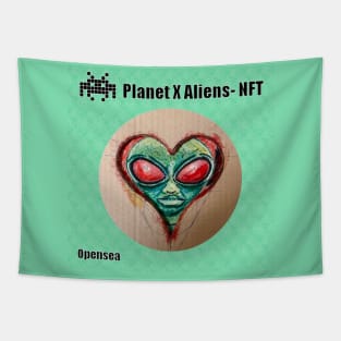 Funny Aliens UFO Invasion Tapestry