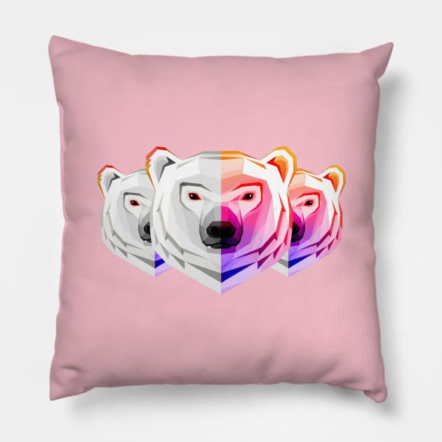 Retro polar bear Pillow by MystaphART