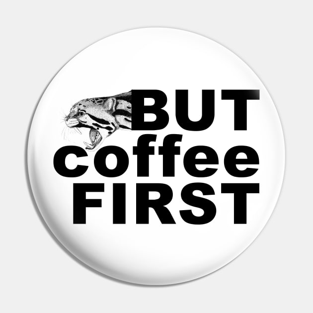 Clouded Leopard with Coffee Sign Pin by jitkaegressy