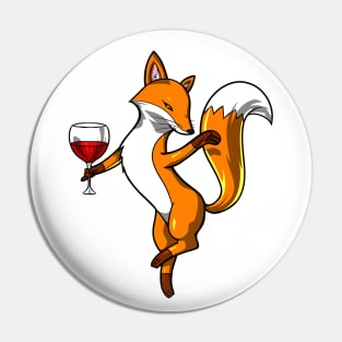 Fox Wine Drinking Party Pin