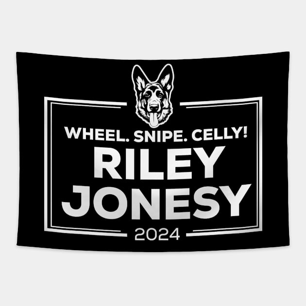 Riley Jonesy 2024 wheel snipe celly - white Tapestry by PincGeneral