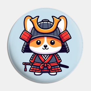 cute corgi samurai warrrior Pin