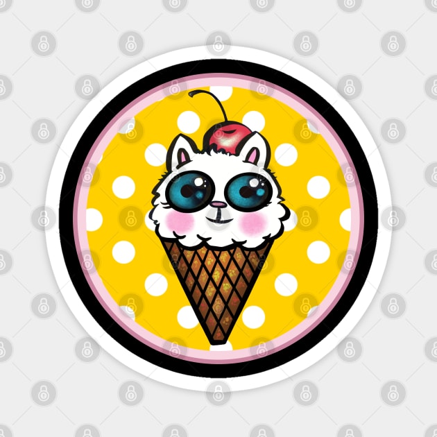 Kitty Cone Polka Dot Magnet by The Neon Seahorse