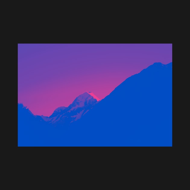 Blue and pink gradient colors of snow capped mountain by brians101