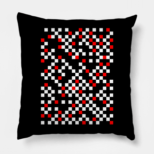 Black White and Red Checkerboard Pattern Pillow