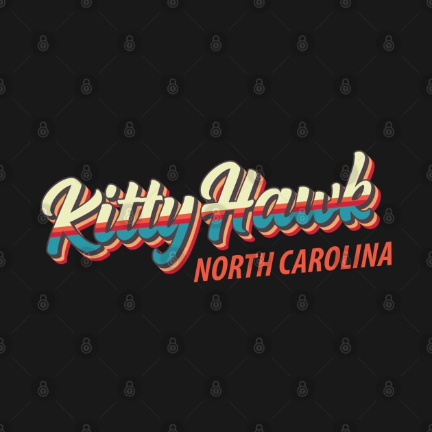 Kitty Hawk North Carolina Outer Banks Vintage Rainbow Script by TGKelly