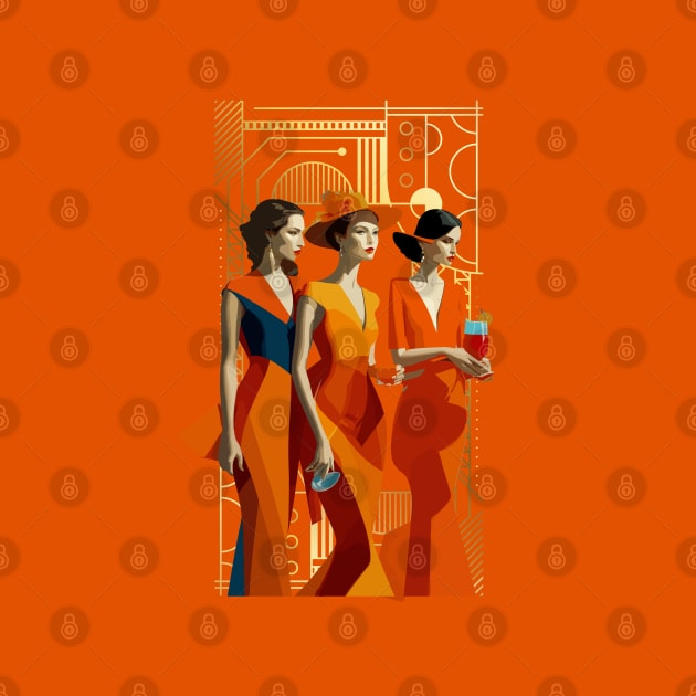 Three art deco women by CatCoconut-Art