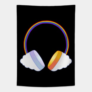 Rainbow Sun Moon Music Headphones Tapestry