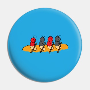 funny cute ants ride a long bread kayak boat Pin