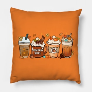 Pumpkin Spice Latte Fall Iced Coffee Cups Pillow