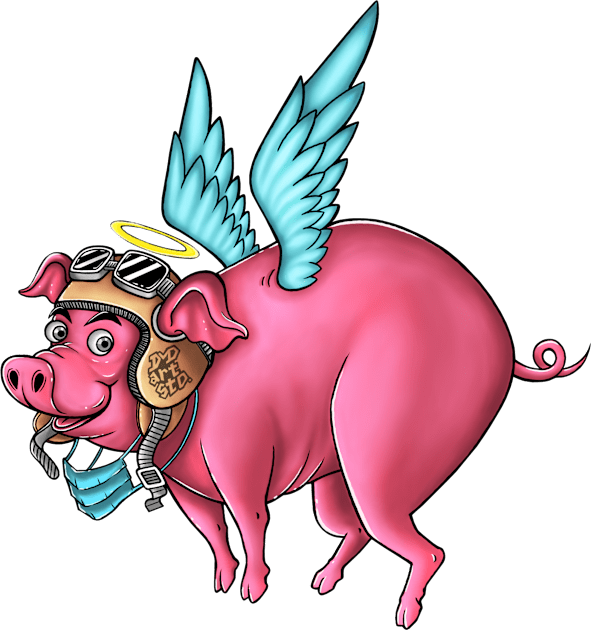 Angel Pig Kids T-Shirt by DMD Art Studio