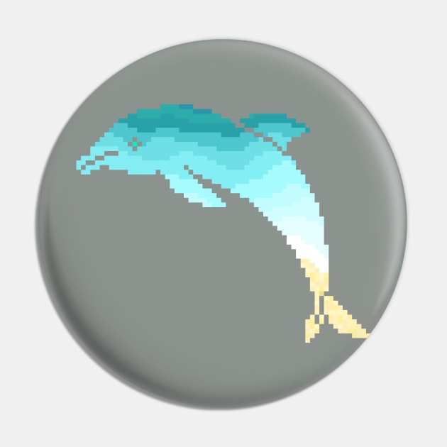 Modern Pixel Sea Dolphin Pin by jofudachi