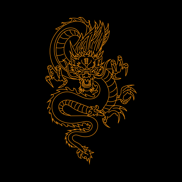 Gold dragon t-shirts, pillows, bags, cases, stickers by Anastasia Letunova