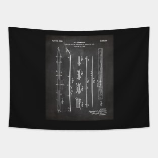 Skiing Skis Patent - Skier Ski Lodge Chalet Art - Black Chalkboard Tapestry