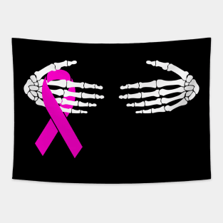 Breast Cancer Skeleton Hand Scary Halloween Tapestry