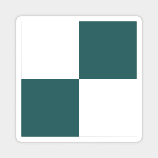 Checkered Pattern white and turquoise Magnet