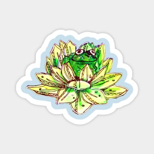 Peaceful Lotus Frog Magnet