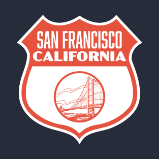 San Francisco California Retro Shield (Red) T-Shirt