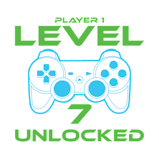 Level 7 Unlocked 7th Birthday Gamer Gift T-Shirt