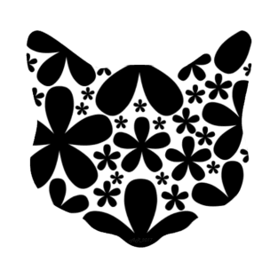 Black Floral Cat T-Shirt