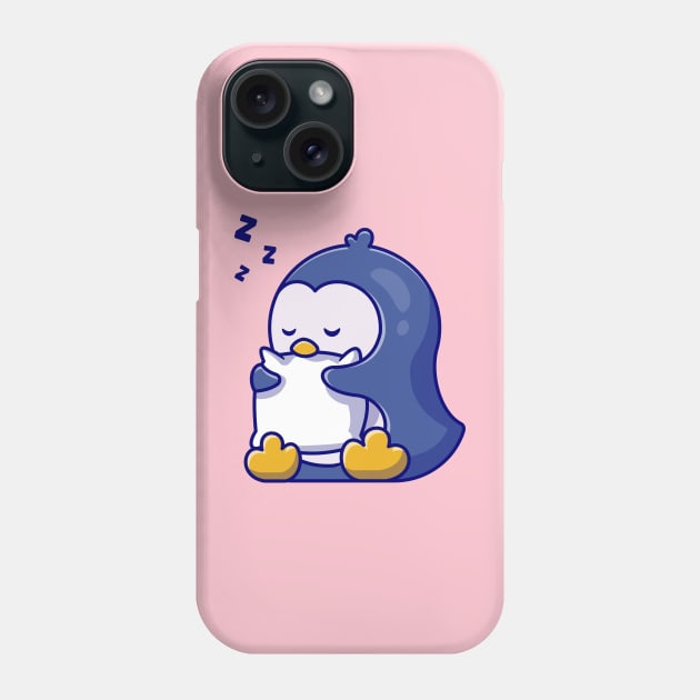 Cute Penguin Sleeping Hug Pillow Cartoon Phone Case by Catalyst Labs