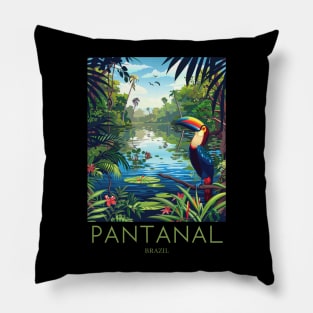 A Pop Art Travel Print of Pantanal - Brazil Pillow