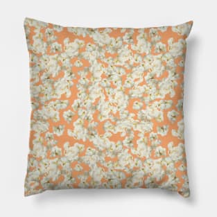 Popcorn Pattern on Orange Background Pillow