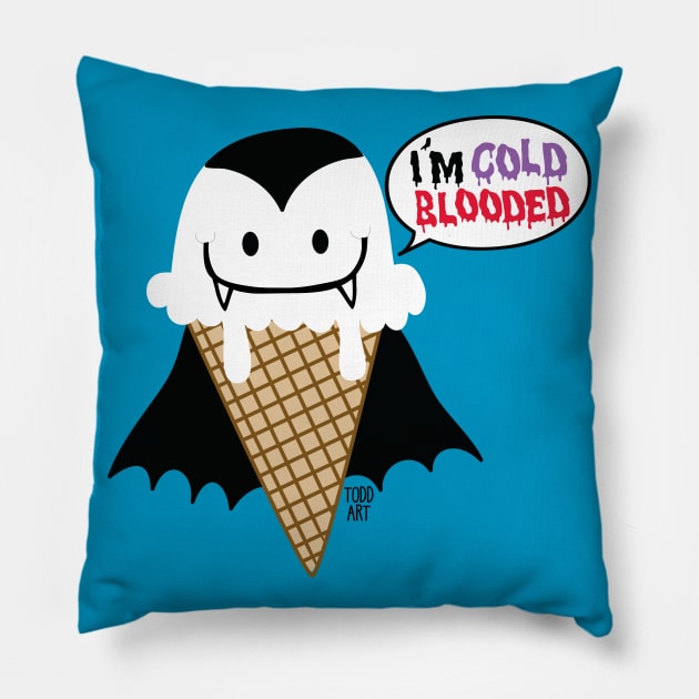 COLD BLOODED Pillow by toddgoldmanart