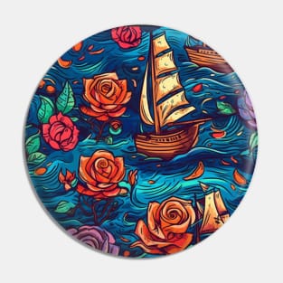 Sailing boats pattern Pin