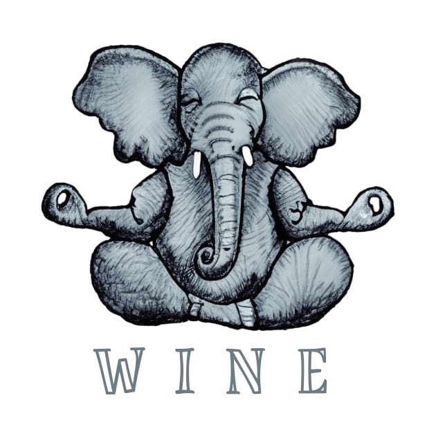 Wine Yoga Elephant by TomiTee