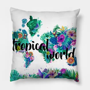 world map tropical Pillow